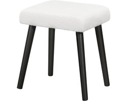 Vierkant voetenbankje van teddyfluweel voor woonkamer en entree