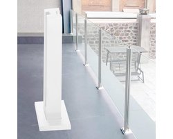 Vierkant wit gehard glas Raing Post, 10 mm veiligheidsglas voor buitentrappen en terrassen, duurzame en stijlvolle balkonklem, perfect voor moderne buitenkant