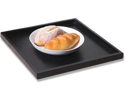 Vierkant zwart houten dienblad voor interieur en bediening