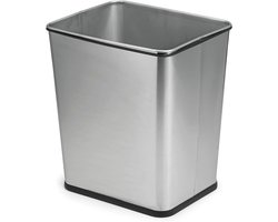 Vierkante Afvalbak - Prullenbak Vuilnisbak - Keuken Afval Sorteren - Krasvrije Rubberen Voet - 26.5 Liter - Zilver