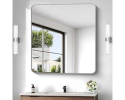 Vierkante badkamerspiegel 106 x 107 cm - Moderne wandspiegel met metalen frame voor woonkamer, slaapkamer en entree (horizontaal/verticaal)