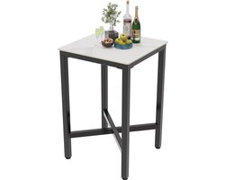 Vierkante bartafel - met gesinterde steen - 70 x 70 cm - glanzend wit - voor keuken en kantoor