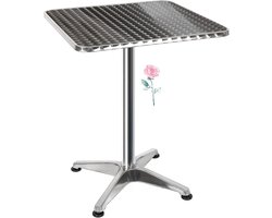 Vierkante Bistrotafel - Inklapbare Bartafel - Binnen Buiten Gebruik - In Hoogte Verstelbaar - 60x60cm 70-110cm - Zilver