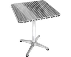 Vierkante Bistrotafel - Inklapbare Bartafel - Buiten Zitten - In Hoogte Verstelbaar - 70 tot 115 cm - Zilver