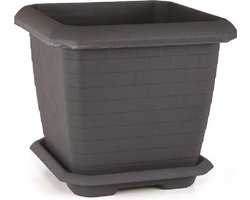 Vierkante Bloempot antraciet  44L met gratis schaal 44x44x40 kruidenbak