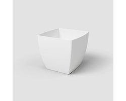 Vierkante bloempot Siena met matte afwerking van kunststof, 100% recyclebaar, 30cm - Wit