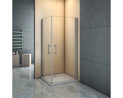 Vierkante douchecabine 90x90x185cm,dubbele draaideur, 6mm helder nano veiligheidsglas
