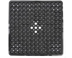 Vierkante douchemat, antislip voor binnendouche, 53x53 cm, douchecabinematten voor badkamervloer, zachte badmat voor bad met grote zuignappen, afvoergaten, gemakkelijk wasbaar en droog (zwart)