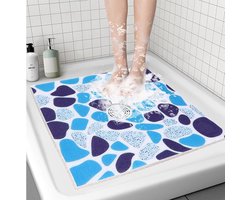 Vierkante douchemat - Antislip, zacht PVC, 70 x 70 cm - Blauw