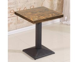 Vierkante Eettafel / Bartafel I Industriële Stijl I Houten Tafelblad en Metalen Onderstel I 60x60 cm