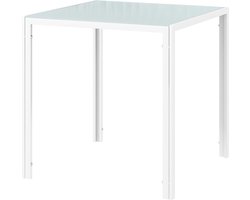 Vierkante eettafel voor 4 personen-met een blad van gehard glas-voor keuken en eetkamer-75 x 75 x 75 cm-wit