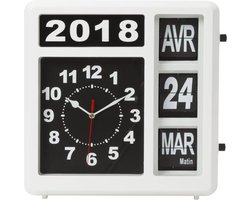 Vierkante flip klok met kalender voor slechtzienden en personen met Alzheimer - Analoge tijdsaanduiding 31 x 31 cm