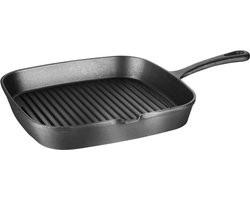 Vierkante Gietijzeren Pan - Geribbeld - 24X24cm - Vogue M653 - Horeca & Professioneel