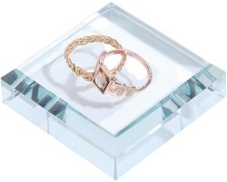 Vierkante glazen sokkel 6 x 6 x 2 cm - K5-kristalglas - hoge transparantie - perfect voor decoratie - ShopVlot