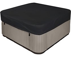 Vierkante hottubhoes - Waterdichte tuinmeubelhoes - hoes voor buitenmeubels - tuinhottub spahoes - vervangende waterdichte, uv-bestendige rechthoekige spahoes - spahoes voor buiten - Oxford stoffen meubelhoes - 218 cm L x 218 cm B x 30 cm H - zwart