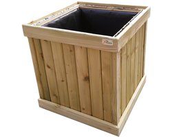 Vierkante houten bloembak plantenbak balkonbak ( 53 x 53 x 59 ) - geïmpregneerd grenen hout - verplaatsbaar