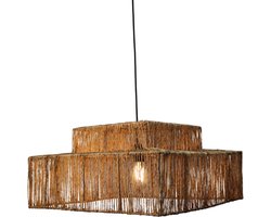 Vierkante jute hanglamp Zenon -Ø50cm- 4Shine