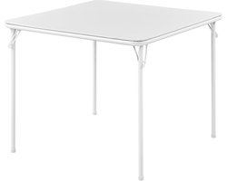 Vierkante Klaptafel 85 cm – Draagbare Inklapbare Tafel met Vinyl Bekleding, Stevig Stalen Onderstel, Ideaal voor Kaartspellen, Eten, Evenementen en Buitenactiviteiten – Wit