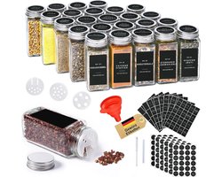 Vierkante Kruidenpotjes 25 Stuks 120 Ml - Strooi-Inzet Koker - Kruidenetiketten - Organisator Voor Kruidenopslag Keukenkast Camping Lade Kruidenpotjes vierkant