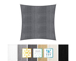 Vierkante luifel van Lumaland incl. spankoorden|Vierkant 3 x 3 m| 160 g/m² - donkergrijs