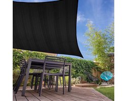 Vierkante luifel van Lumaland incl. spankoorden|Vierkant 4 x 4 m| 160 g/m² - zwart