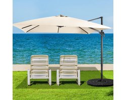 Vierkante Luxe Zweefparasol 300x300 cm met 360° Draaifunctie, Kantelbaar met Slingermechanisme en Voetbediening – Grote UV-Beschermende Tuinparasol, Waterafstotend, Stabiel Stalen Frame voor Tuin, Terras en Horeca