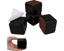 Vierkante Meubelverhogers - 4 stuks - 8×5cm - Meubelverhoging van koolstofstaal - met Vilten Onderlaag - Vloerbeschermend - Geluiddempend voor Bed, Bank, Eettafel en Fauteuil - zwart