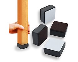 Vierkante meubelverhogers van koolstofstaal - 4 stuks, 60 x 32 mm, zwart voor meubels