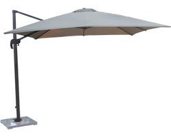 Vierkante off-center parasol 3x3M met roterende voet taupe kleur