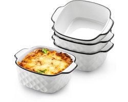 Vierkante ovenschaal - 13 oz - geschikt voor luchtfriteuse - premium porselein - 1 stuk