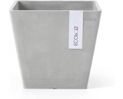Vierkante Plantenpot - Bloempot Bak - Binnen en Buiten - Gerecycled Materiaal - 20x20x17.5cm - Wit