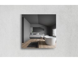 Vierkante Spiegel - Badkamerspiegel - Verzilverd - 70 X 70 cm - Dikte: 4 mm - In Nederland Geproduceerd - Incl. Spiegelmontageset - Top Kwaliteit Wandspiegel Zonder Lijst