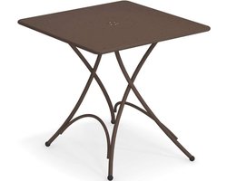 Vierkante Tafel - Inklapbare Tafel - Terras Gebruik - Emu-Coat Corrosiebescherming - 76 x 76 cm - Bruin