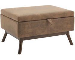 Vierkante voetenbank, hocker, zitpoef, opbergbank, gemonteerd, geschikt voor woonkamer, hal en familiekamer, te gebruiken als salontafel, schoenenbank, bruin