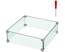 Vierkante Vuurkorf Windscherm van Helder Gehard Glas voor 28-32 Inch Vuurtafel