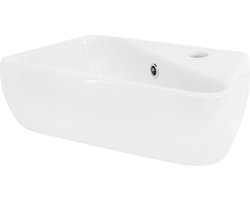 Vierkante wastafel met overloop 45x27x13 cm wit keramiek LuxeBath
