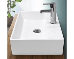 Vierkante wastafel met overloop 515x360x130 mm wit keramiek LuxeBath