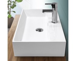 Vierkante wastafel met overloop 605x365x130 mm wit keramiek LuxeBath