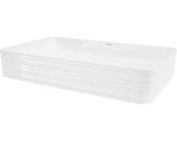 Vierkante wastafel zonder overloop 68x38x12 cm wit keramiek LuxeBath