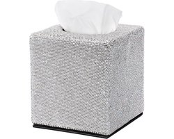 Vierkante Weefselhouder met Sparkly Bling - Decoratieve Diamant Kristal Steentjes - Tissue Box Cover - Cube Tissue Dispenser voor Thuis Badkamer Vanity - Aanrecht Slaapkamer Dressoir