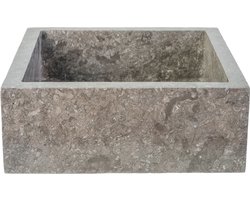 VIERKANTEN OPBOUW WASKOM VOLLEDIG GEPOLIJST – GRIJS 40X40X15CM