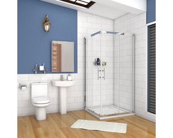 vierkantige hoekinstap douchecabine 100x100x195cm,dubbele schuifdeur,6mm nano veiligheidsglas easyclean