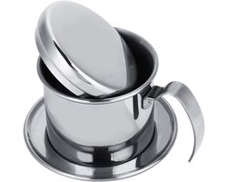 Vietnamese Koffie Maker - Herbruikbaar - Rvs Koffiefilter - Slow Coffee Maker - Cafetière Drip Gieter - Dripper Koffiemaker - Ideaal Voor Op Reis En Op De Camping - 10.1×7.5×8.1cm - Zilver