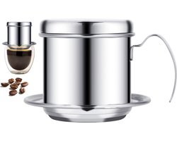 Vietnamese Koffie Maker - Pour Over Permanent RVS koffiefilter - Slow Coffee Maker - Cafetière Drip Gieter - Dripper Koffiemaker - Handmatig Filterkoffie koffiezetapparaat met Herbruikbaar Koffie Filter - Koffiefilterhouder V60 set - 250 ML