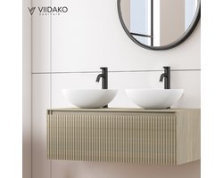 Viidako – Signature Design Badkamermeubel 100 cm breed – Cornsilk – Top kwaliteit & perfect passend in uw Japandi badkamer! – Inclusief topblad