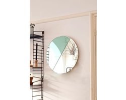 Vij5 - Moonrise Mirror - Spring - Design spiegel bestaande uit twee delen van groen en blank spiegelglas