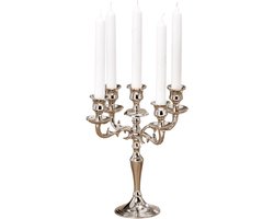 Vijf-armige Kandelaar 26 cm - 5 kaars houders - Ø 22.5 cm - Zilver