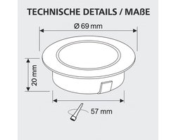 Vijf metalen inbouwspots G4 12V met glazen afdekking