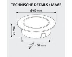 Vijf metalen inbouwspots G4 12V met glazen afdekking