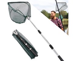 Vijver Schepnet - Visnet - Schepnet Zwembad Onderhoud - Telescopische Steel 1.9m - Opklapbaar - Uitschuifbaar - Groen